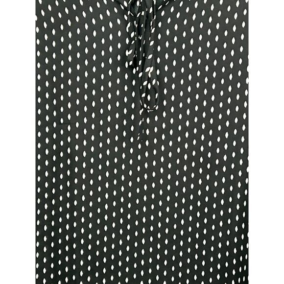 VAN HEUSEN Size Large Printed Top with Tie-Up Neckline Long Sleeve B&W - Picture 6 of 16